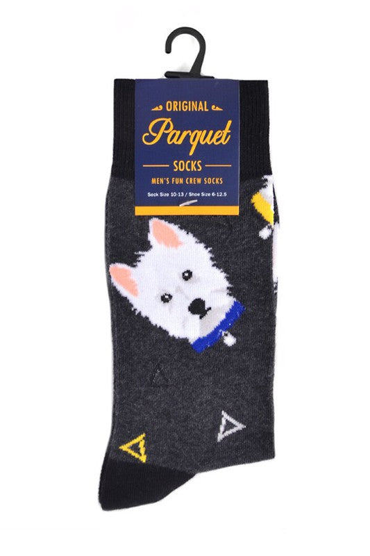 Men's Fun West Highland White Terrier Westie Dog Crew Socks