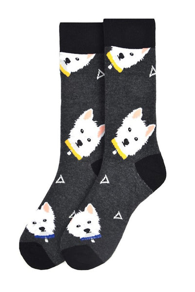 Men's Fun West Highland White Terrier Westie Dog Crew Socks