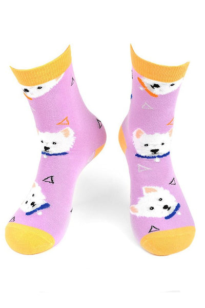 Women's Fun West Highland White Terrier Westie Dog Crew Socks