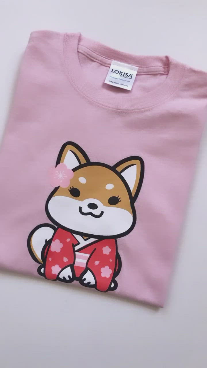 Kimono Shiba Inu Girl T-Shirt (Kids)