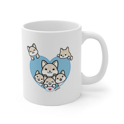 Best Dad forever White Shiba Inu Mug (5x Puppies)