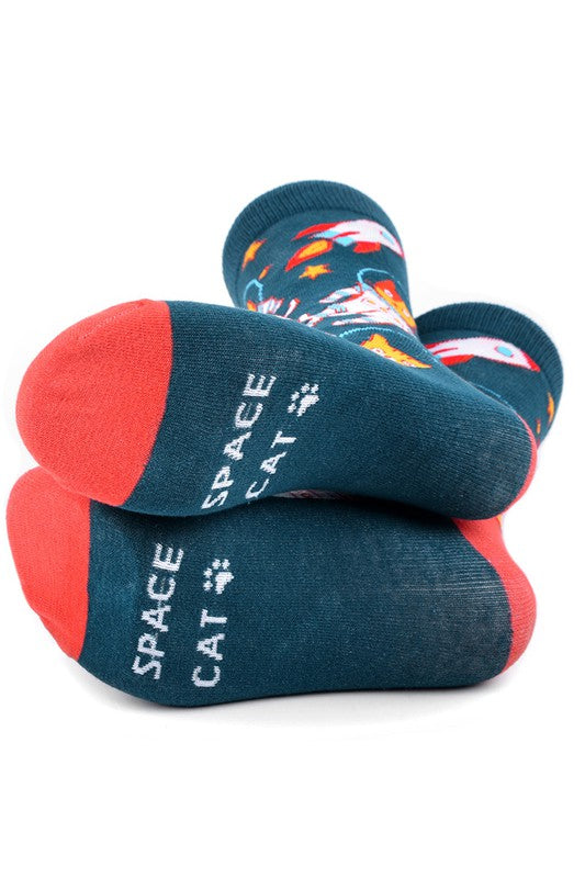Men's Fun Space Cats Crew Socks