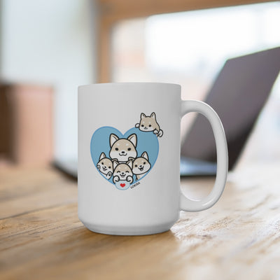 Best Dad forever White Shiba Inu Mug (4x Puppies)