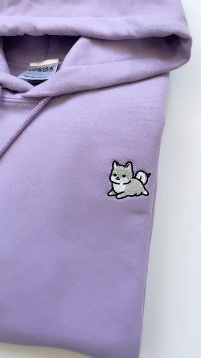 Chubby Tubby White Shiba Inu Embroidered Hoodie