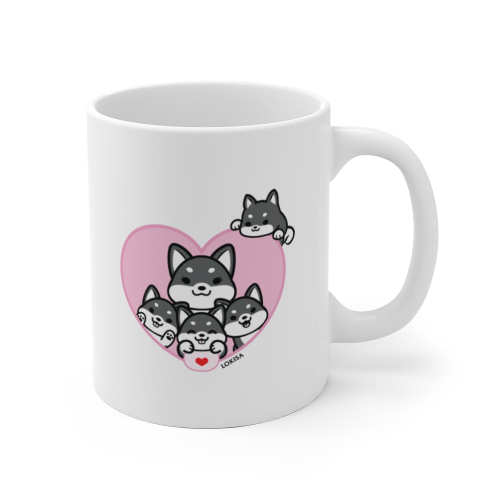 Best Mom forever Black Shiba Inu Mug (4x Puppies)
