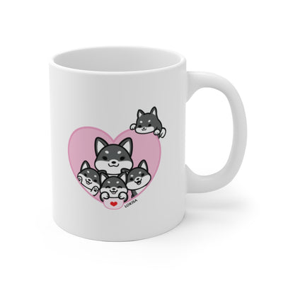 Best Mom forever Black Shiba Inu Mug (4x Puppies)