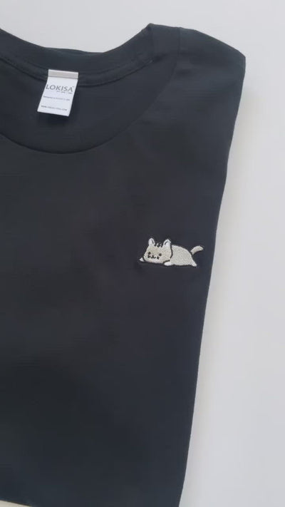 Relaxing Kitty Embroidered T-Shirt