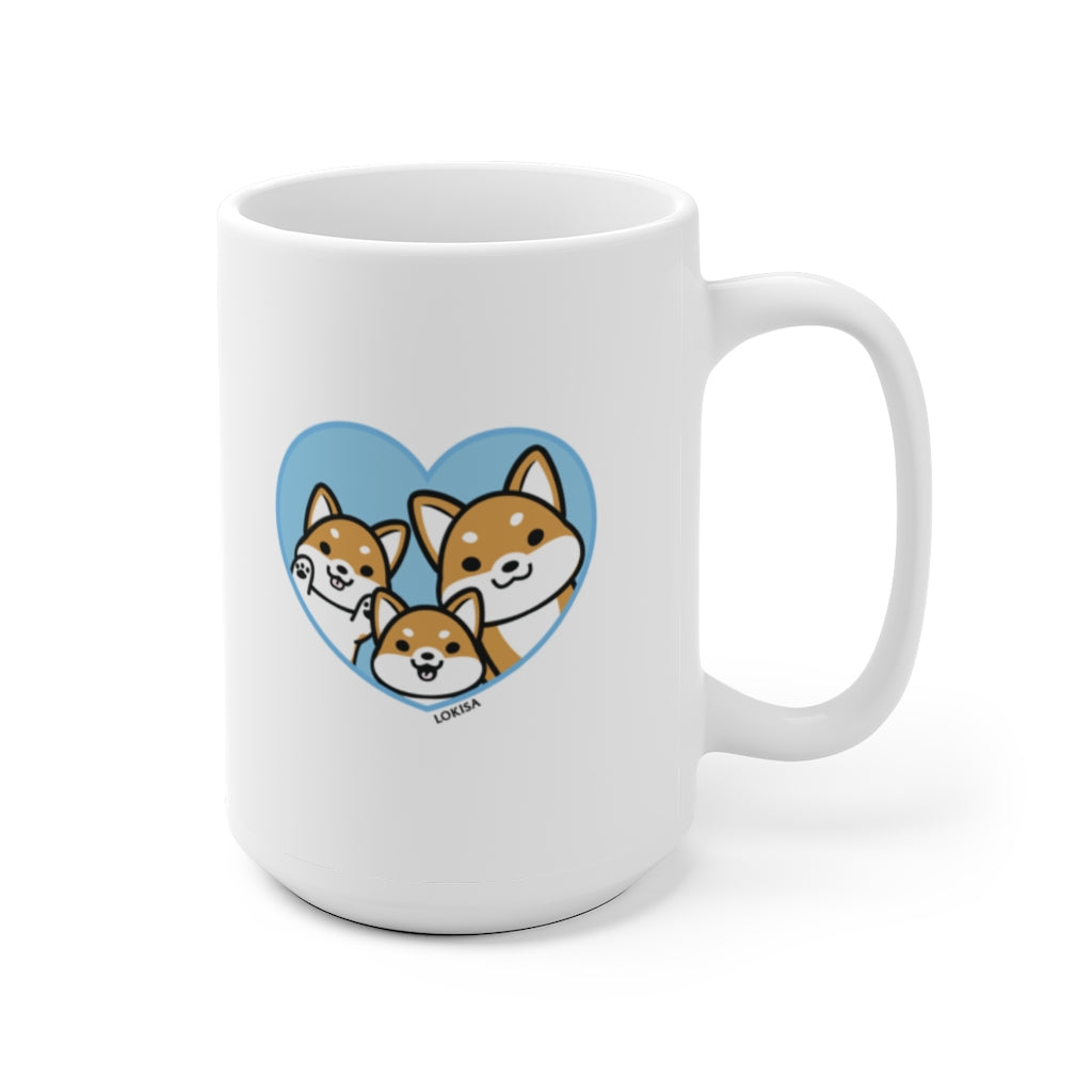 Best Dad forever Red Shiba Inu Mug (2x Puppies)