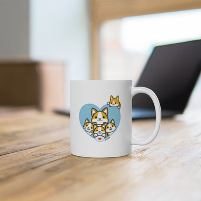 Best Dad forever Tan Corgi Mug (4x Puppies)