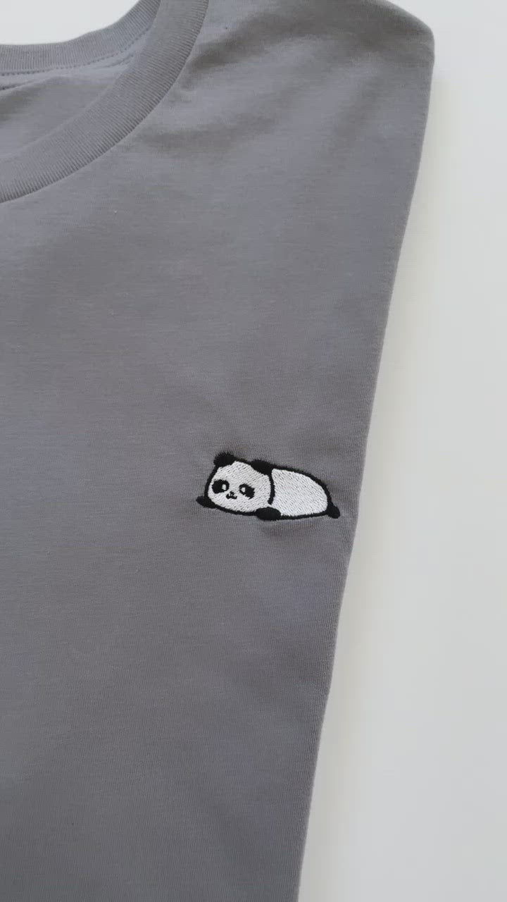 Relaxing Panda Embroidered T-Shirt