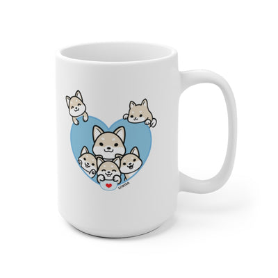 Best Dad forever White Shiba Inu Mug (5x Puppies)