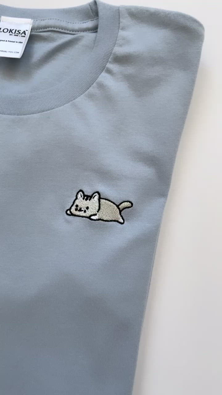 Relaxing Kitty Embroidered T-Shirt