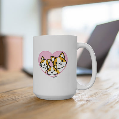 Best Mom forever Tan Corgi Mug (2x Puppies)