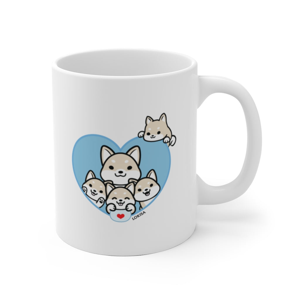 Best Dad forever White Shiba Inu Mug (4x Puppies)