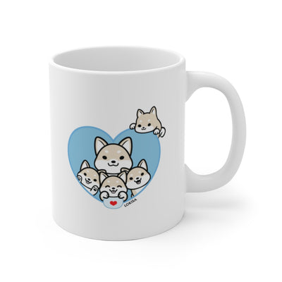 Best Dad forever White Shiba Inu Mug (4x Puppies)
