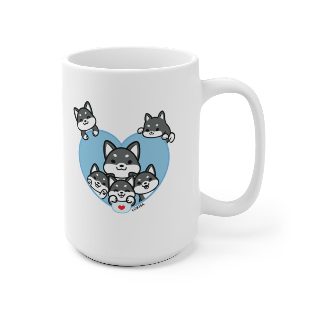 Best Dad forever Black Shiba Inu Mug (5x Puppies)