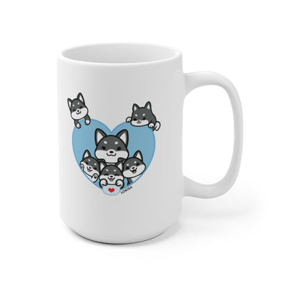 Best Dad forever Black Shiba Inu Mug (5x Puppies)