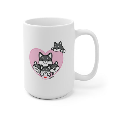 Best Mom forever Black Shiba Inu Mug (4x Puppies)