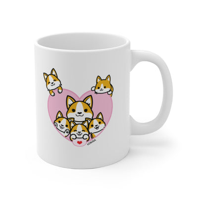 Best Mom forever Tan Corgi Mug (5x Puppies)