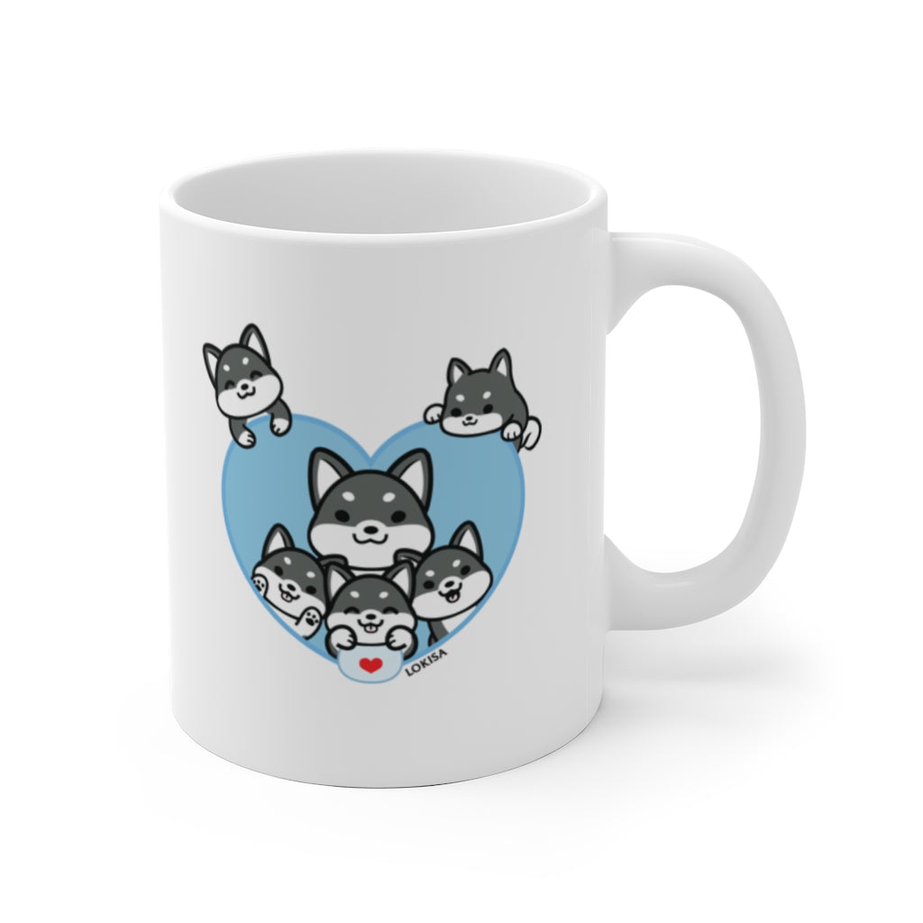 Best Dad forever Black Shiba Inu Mug (5x Puppies)