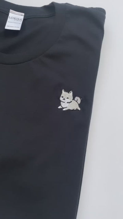 Chubby Tubby White Shiba Inu Embroidered T-Shirt