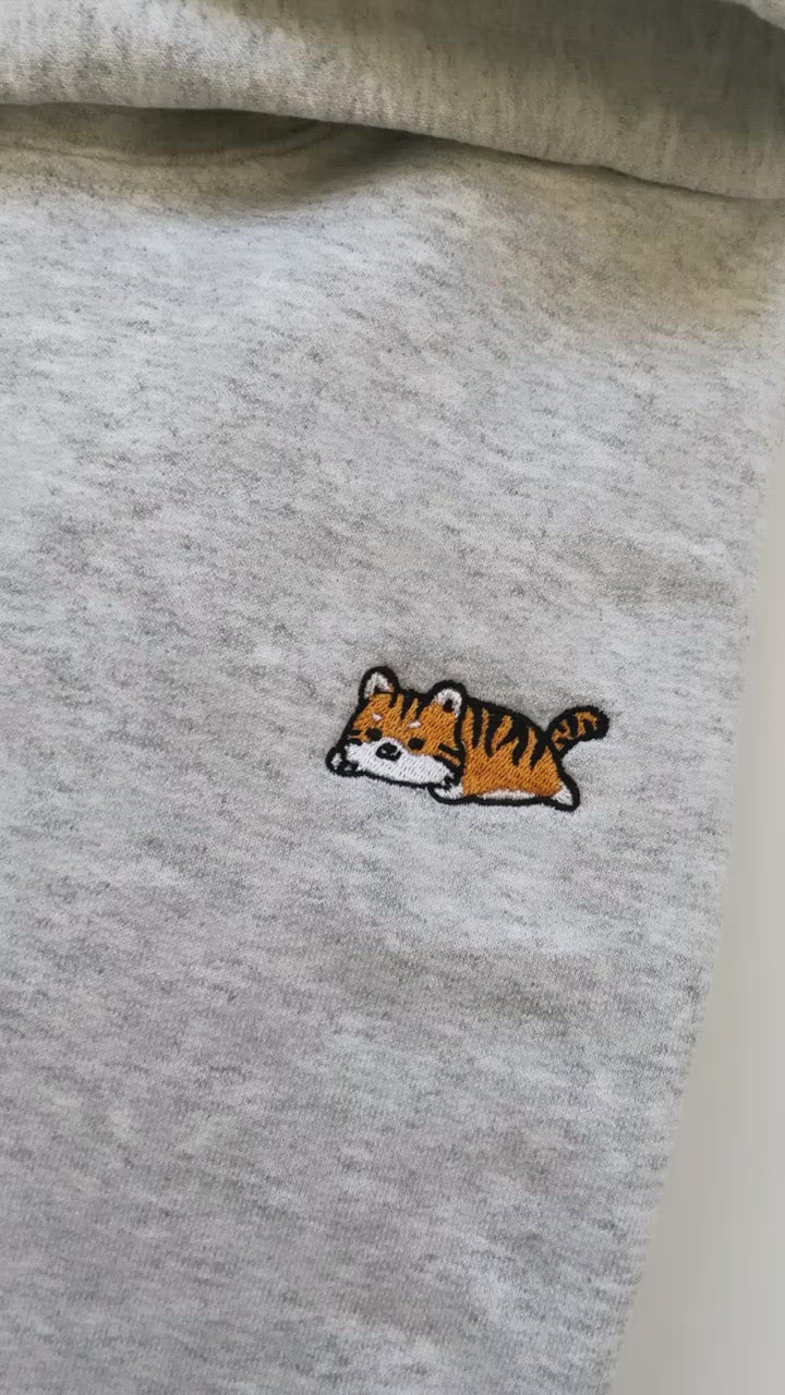 Relaxing Orange Tiger Embroidered Hoodie