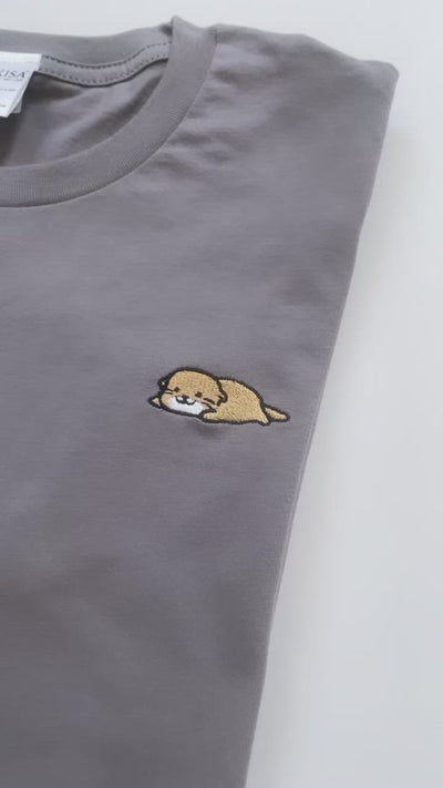 Relaxing Otter Embroidered T-Shirt