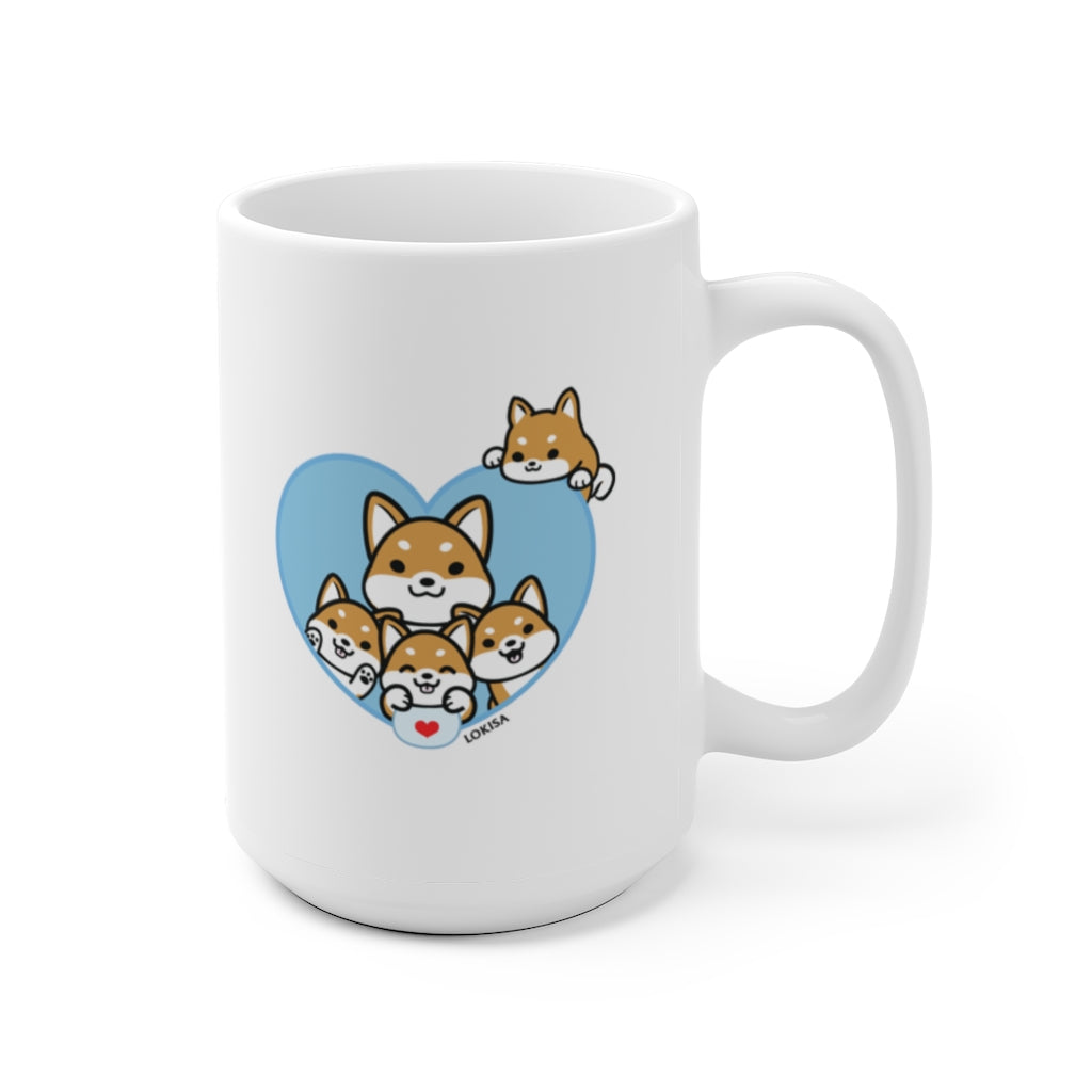 Best Dad forever Red Shiba Inu Mug (4x Puppies)