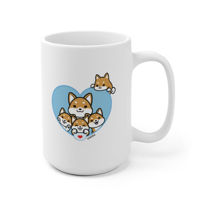 Best Dad forever Red Shiba Inu Mug (4x Puppies)
