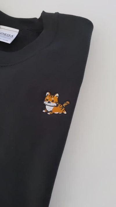 Chubby Tubby Orange Tiger Embroidered Sweatshirt