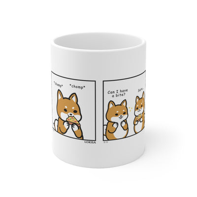 Shiba Inu Buddies Pizza Comic Mug