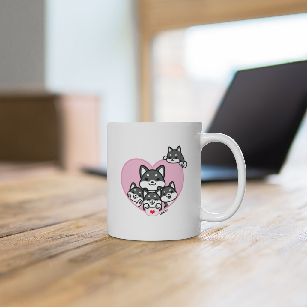 Best Mom forever Black Shiba Inu Mug (4x Puppies)