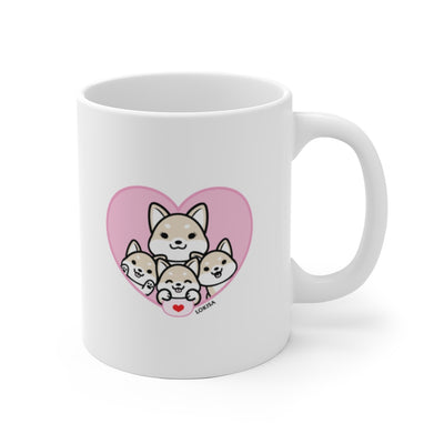 Best Mom forever White Shiba Inu Mug (3x Puppies)