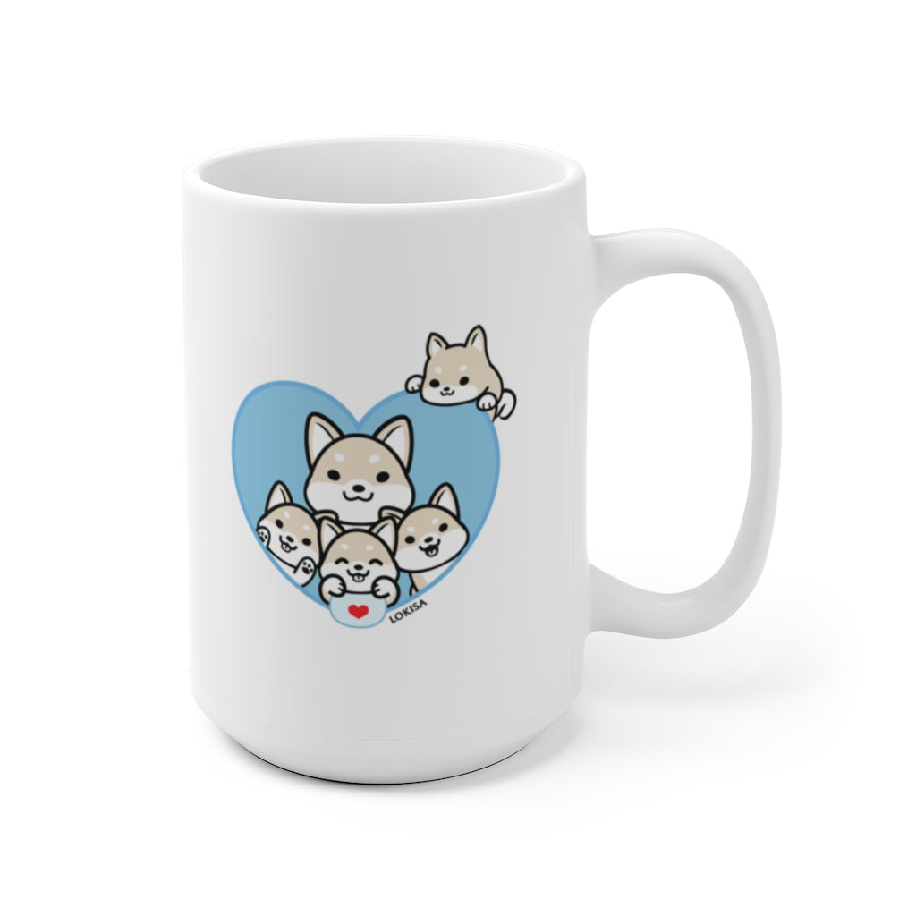 Best Dad forever White Shiba Inu Mug (4x Puppies)