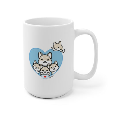 Best Dad forever White Shiba Inu Mug (4x Puppies)