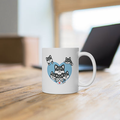 Best Dad forever Black Shiba Inu Mug (5x Puppies)