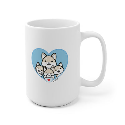 Best Dad forever White Shiba Inu Mug (3x Puppies)