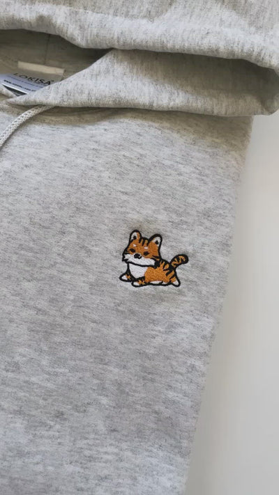 Chubby Tubby Orange Tiger Embroidered Hoodie