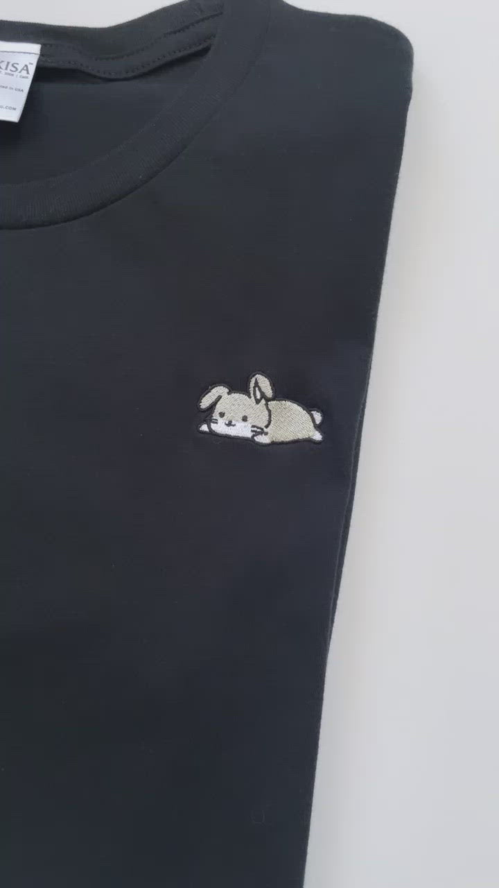 Relaxing Bunny Rabbit Embroidered T-Shirt