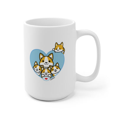 Best Dad forever Tan Corgi Mug (4x Puppies)