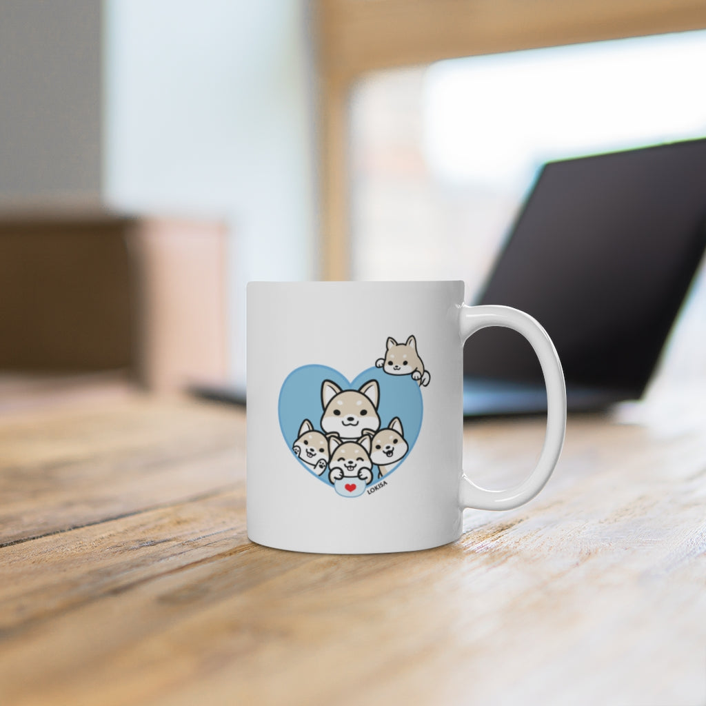 Best Dad forever White Shiba Inu Mug (4x Puppies)