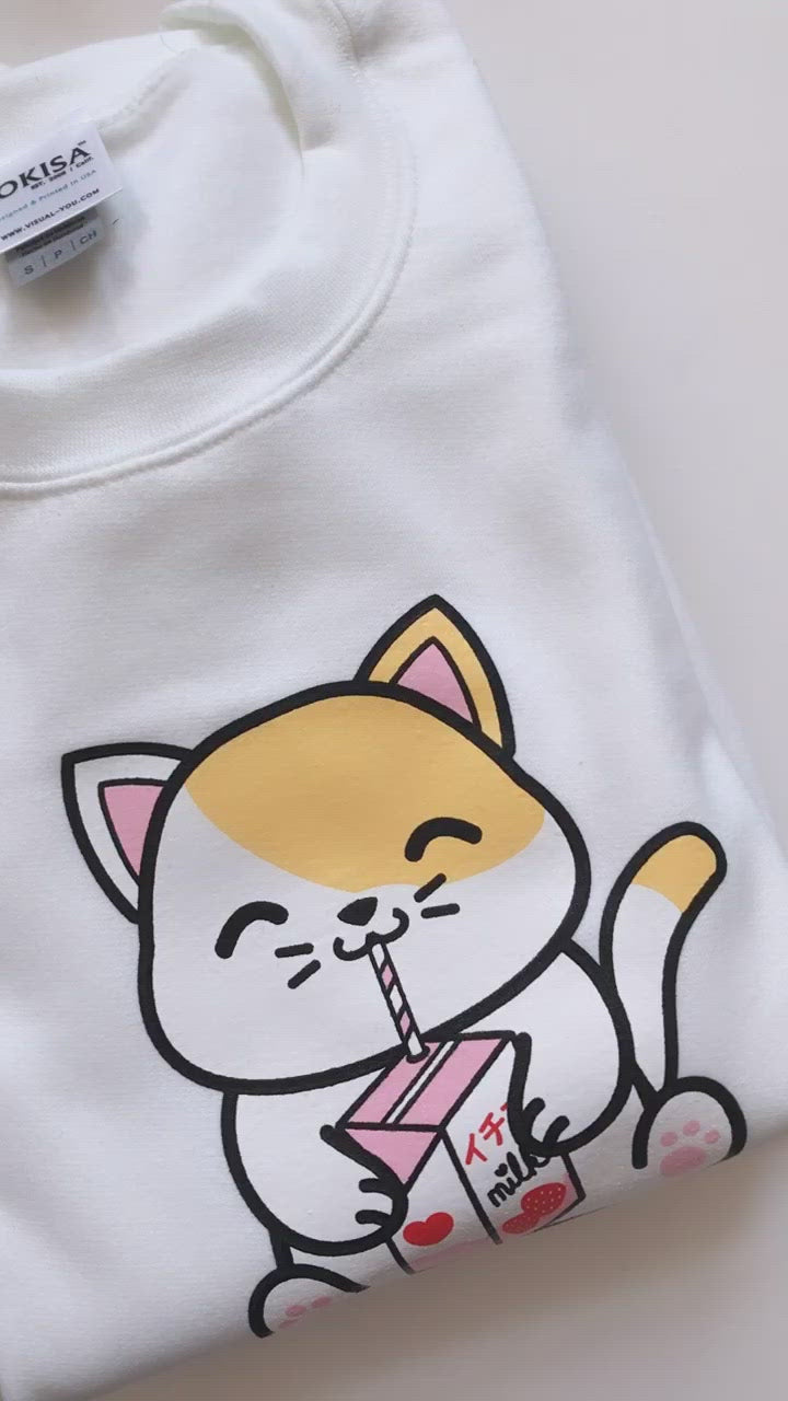 Strawberry Milk Box Kitty Sweatshirt