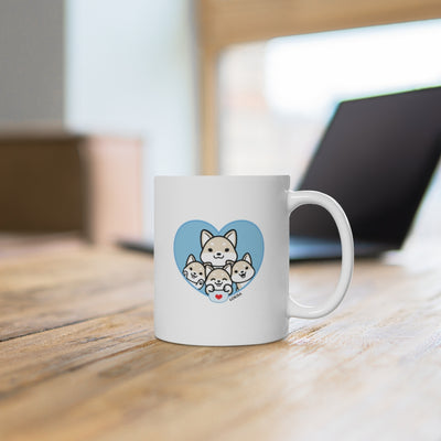 Best Dad forever White Shiba Inu Mug (3x Puppies)
