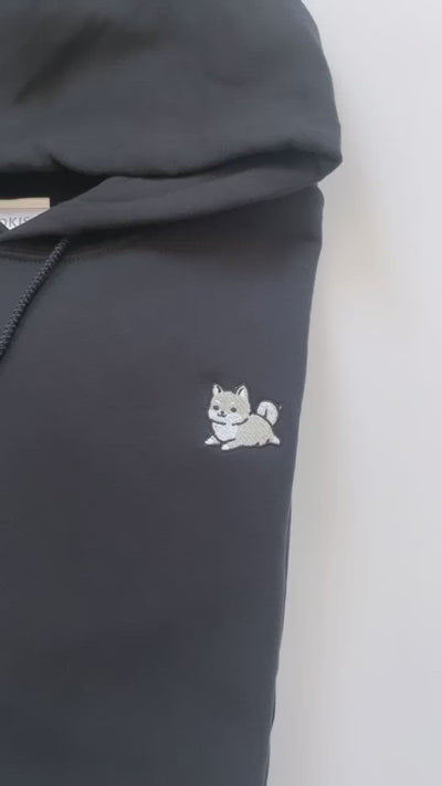 Chubby Tubby White Shiba Inu Embroidered Hoodie