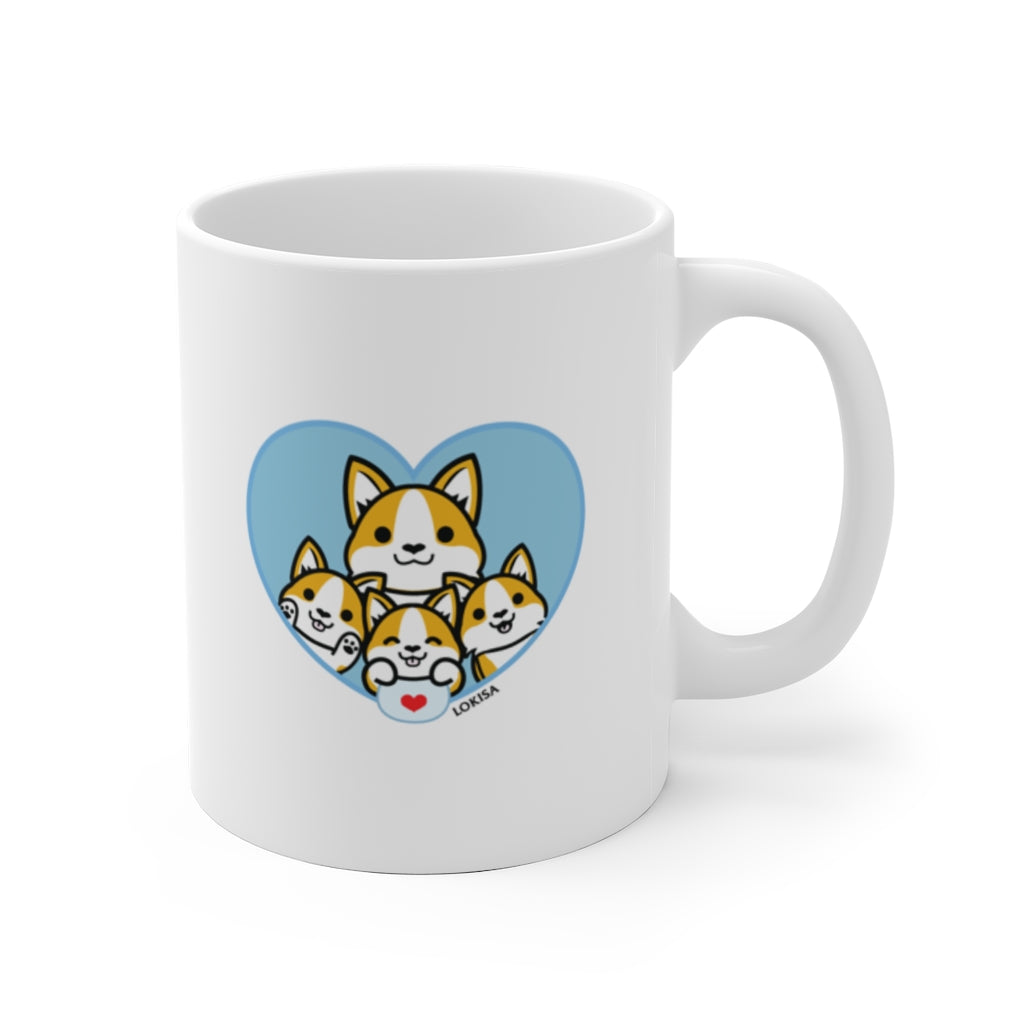 Best Dad forever Tan Corgi Mug (3x Puppies)