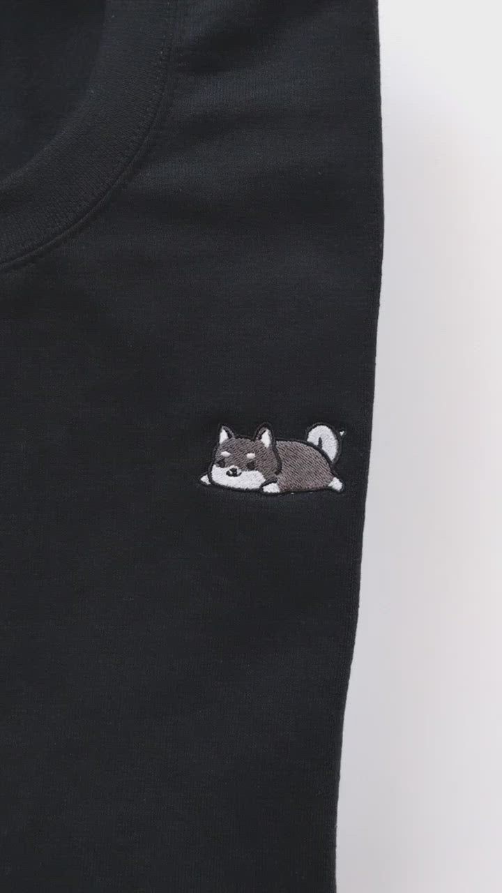 Relaxing Black Shiba Inu Embroidered Sweatshirt