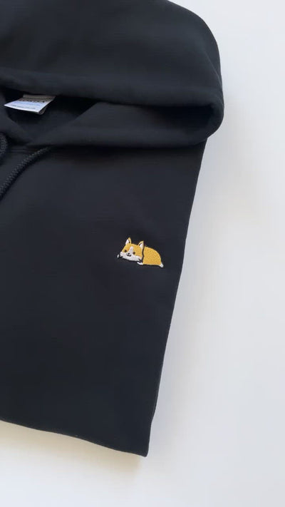 Relaxing Tan Corgi Embroidered Hoodie