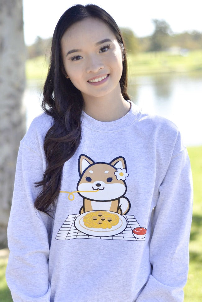 Shiba Inu Pasta Date Sweatshirt - Girl Shiba