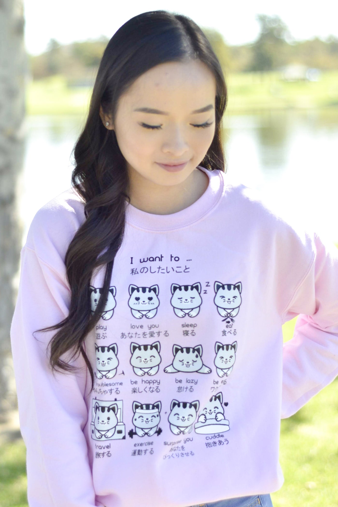 I want to... Kitty Emoticon Sweatshirt