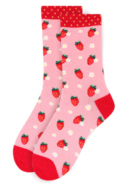 Women's Fun Cute Strawberry Crew Socks
